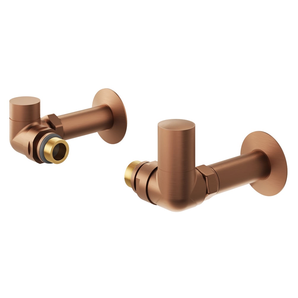 Cutout image of Crosswater Brushed Bronze Corner Manual Radiator Valves
